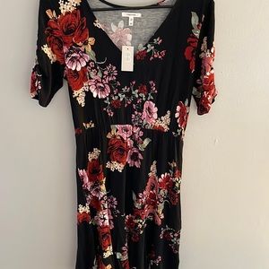 Black floral Maurice’s dress. New with tags.